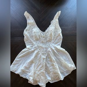 Cream lace and silk slip